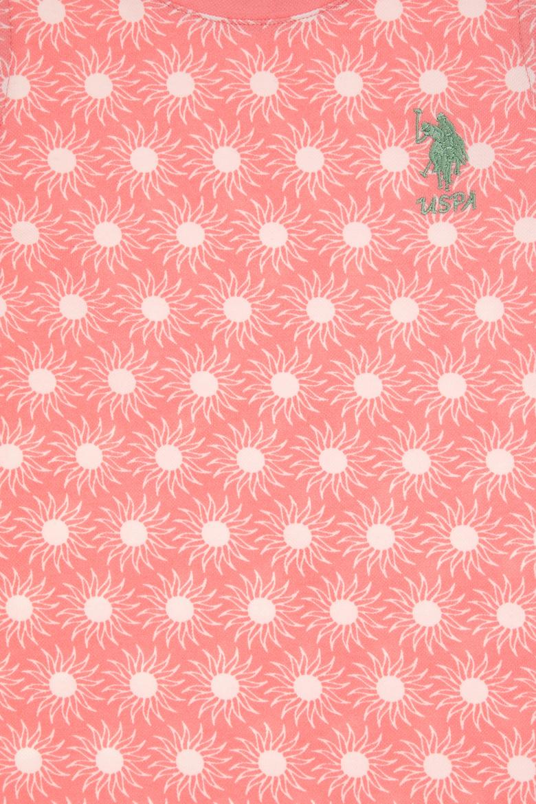 Kız Çocuk Pembe Kolsuz Bisiklet Yaka A-Form Desenli Örme Elbise - 50306240020