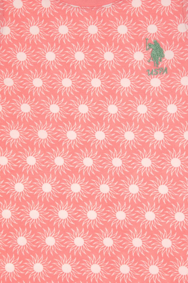 Kız Çocuk Pembe Kolsuz Bisiklet Yaka A-Form Desenli Örme Elbise