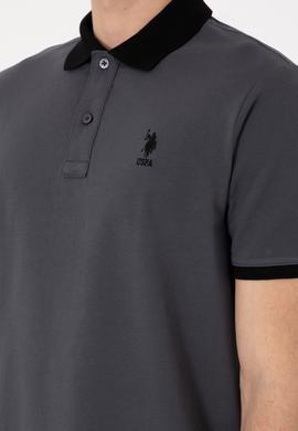 Erkek Regular Fit Polo Yaka Antrasit Basic Tişört - 50305989106