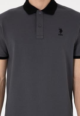 Erkek Regular Fit Polo Yaka Antrasit Basic Tişört - 50305989106