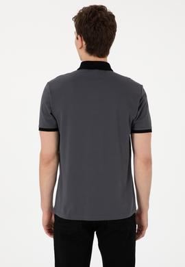 Erkek Regular Fit Polo Yaka Antrasit Basic Tişört - 50305989106