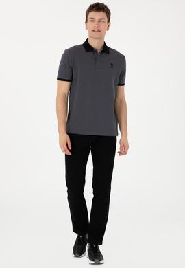 Erkek Regular Fit Polo Yaka Antrasit Basic Tişört - 50305989106
