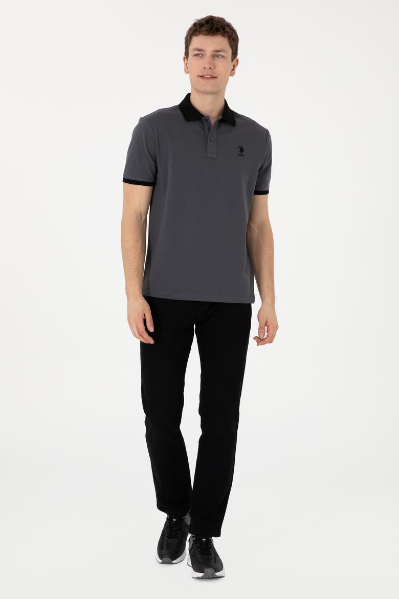 Erkek Regular Fit Polo Yaka Antrasit Basic Tişört - 50305989106