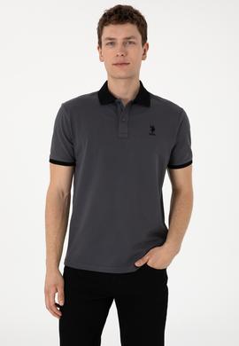 Erkek Regular Fit Polo Yaka Antrasit Basic Tişört - 50305989106