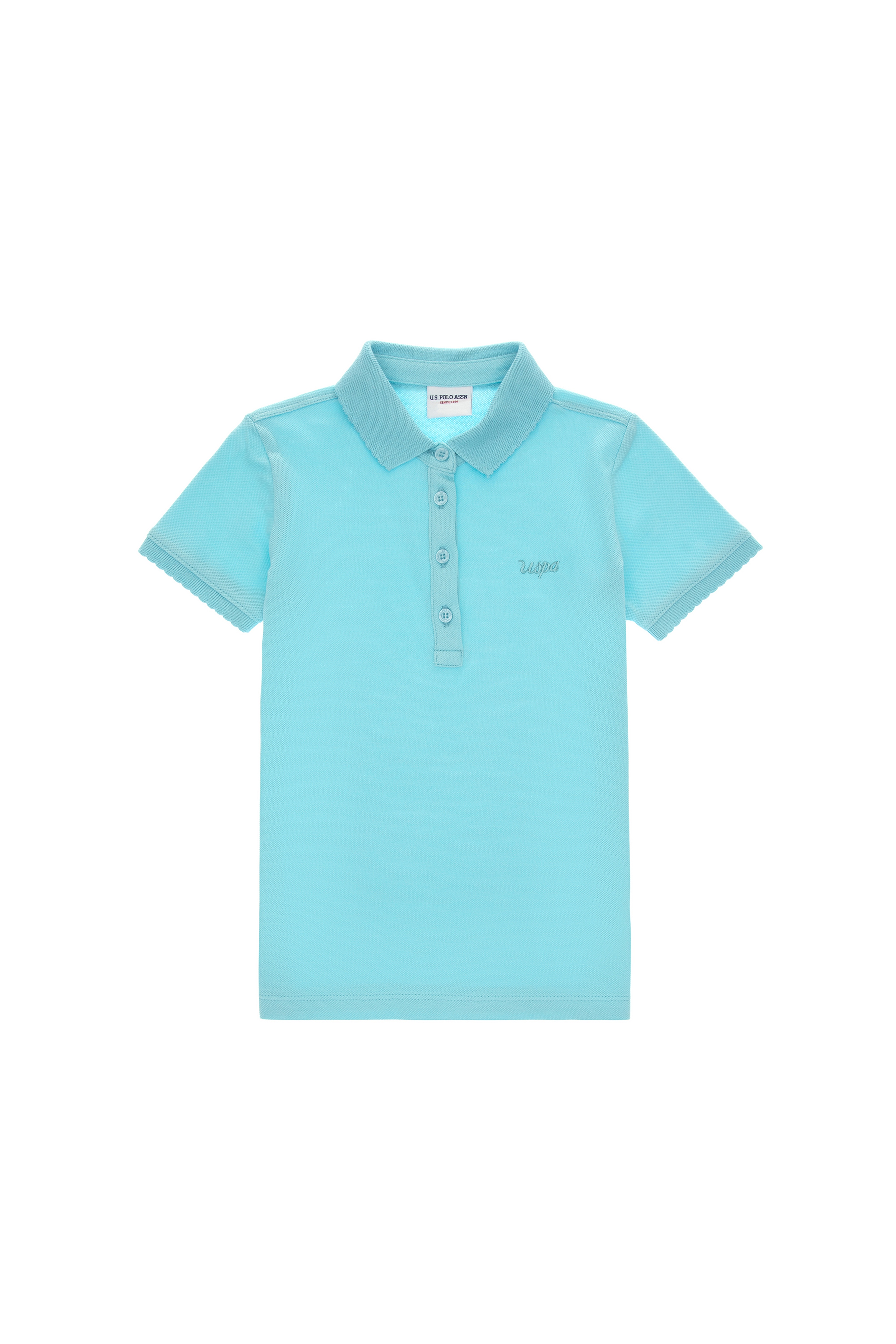 Kız Çocuk Aqua Polo Yaka Basic Tişört - Image 3
