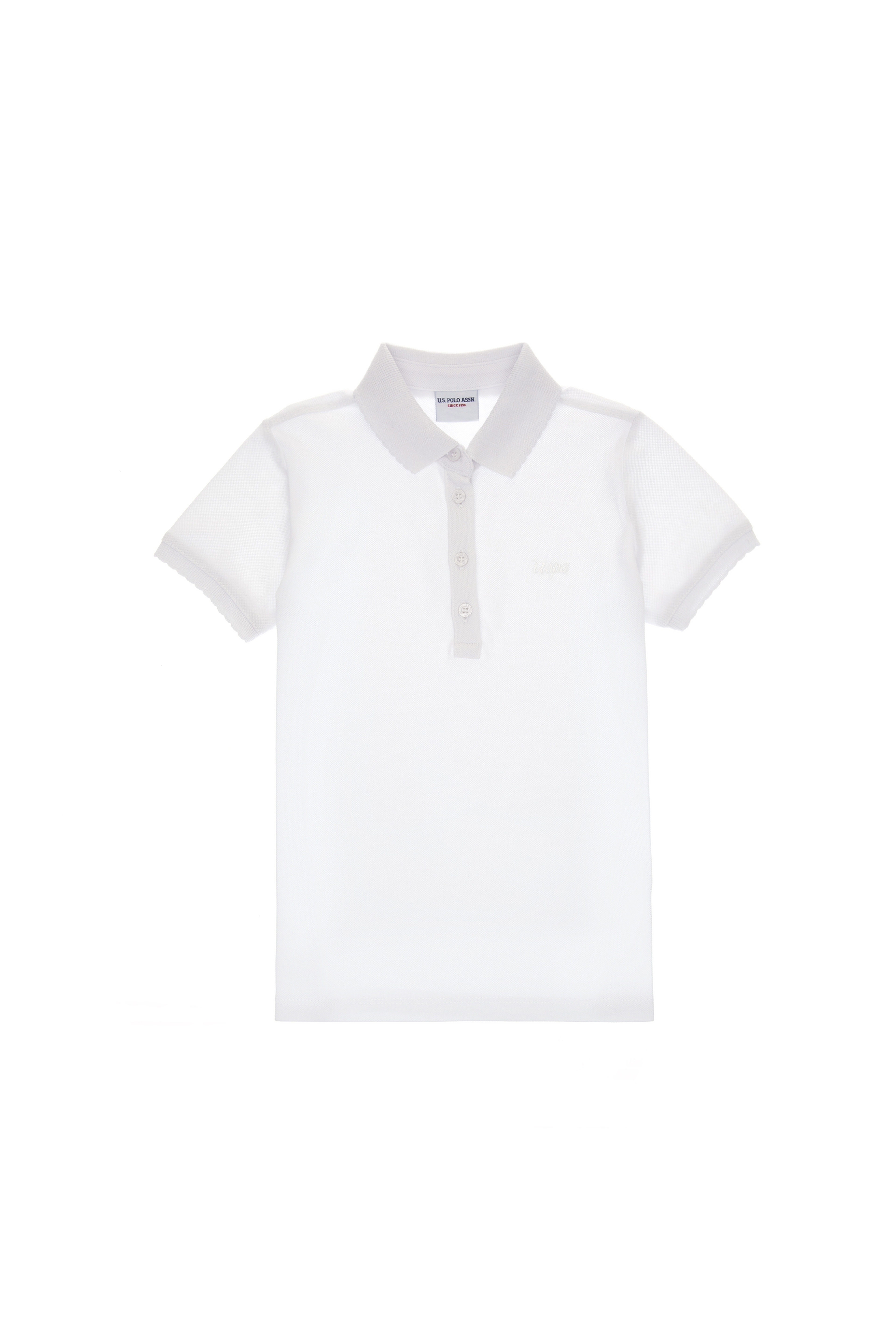 Kız Çocuk Beyaz Polo Yaka Basic Tişört