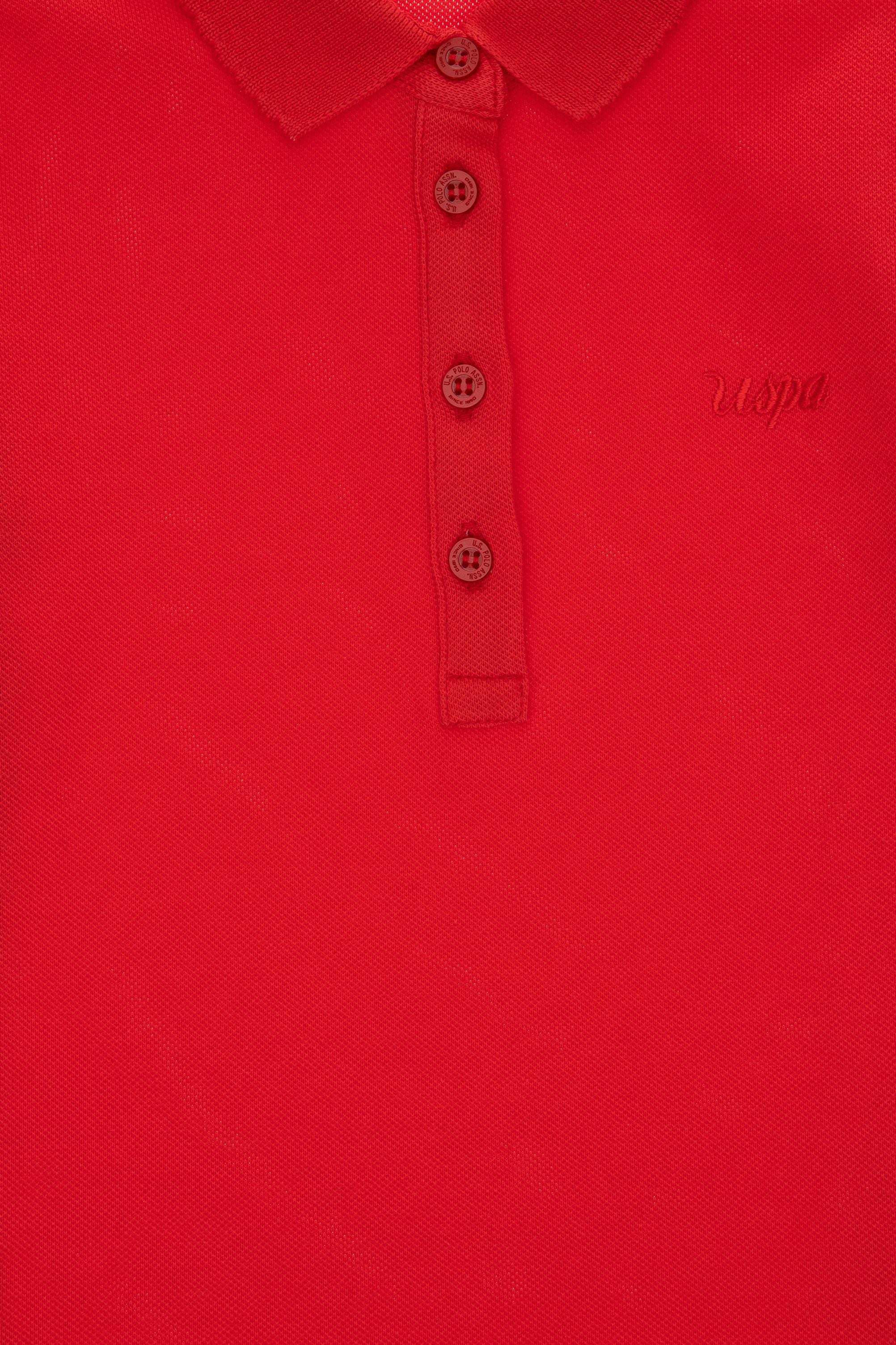 Kız Çocuk Kırmızı Polo Yaka Basic Tişört - Image 3