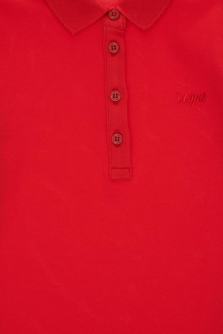 Kız Çocuk Kırmızı Polo Yaka Basic Tişört - 50306036129