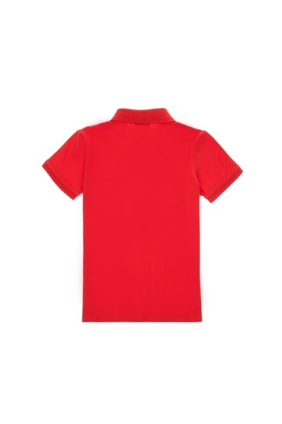 Kız Çocuk Kırmızı Polo Yaka Basic Tişört