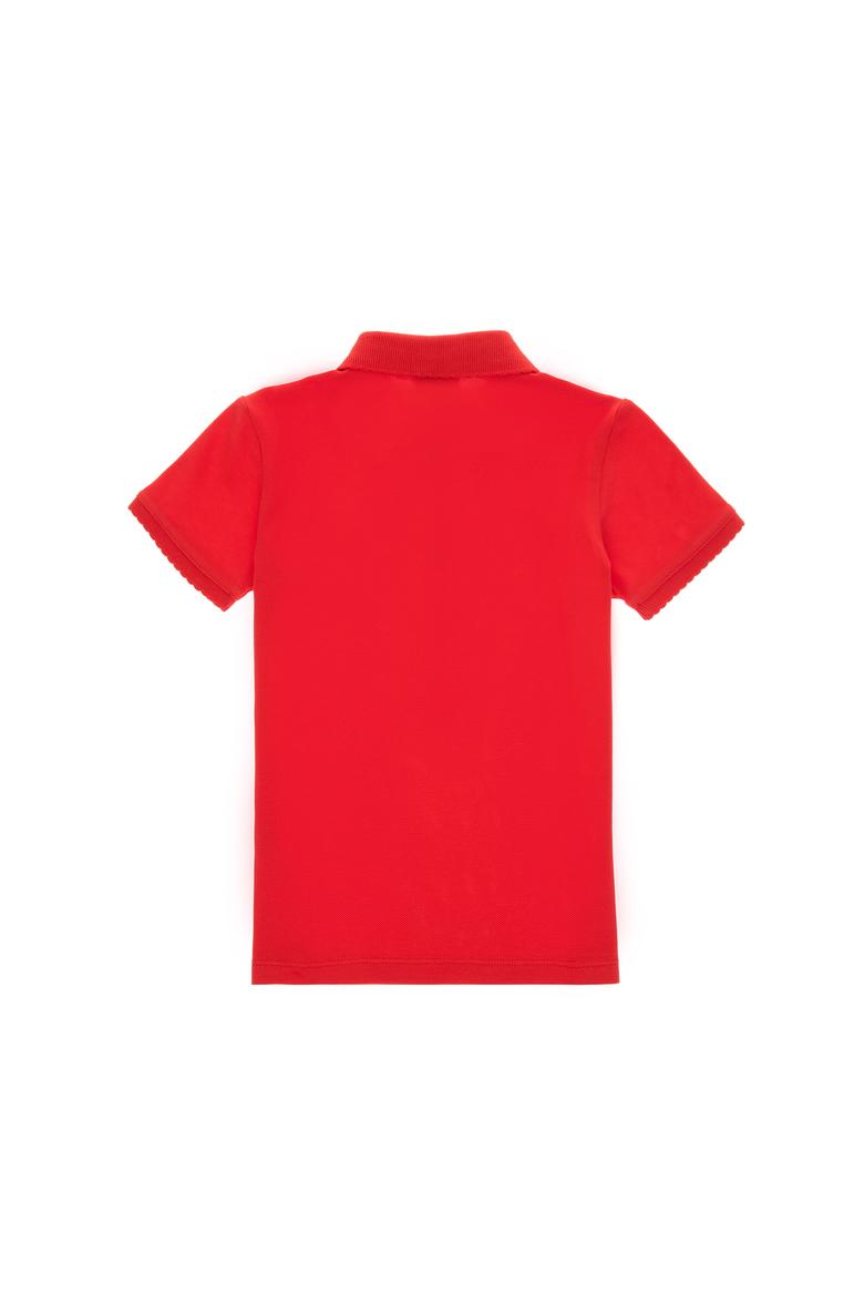 Kız Çocuk Kırmızı Polo Yaka Basic Tişört - 50306036129