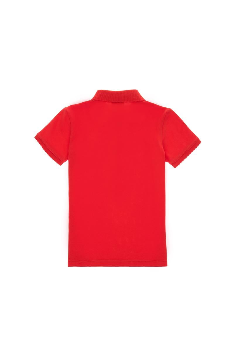 Kız Çocuk Kırmızı Polo Yaka Basic Tişört