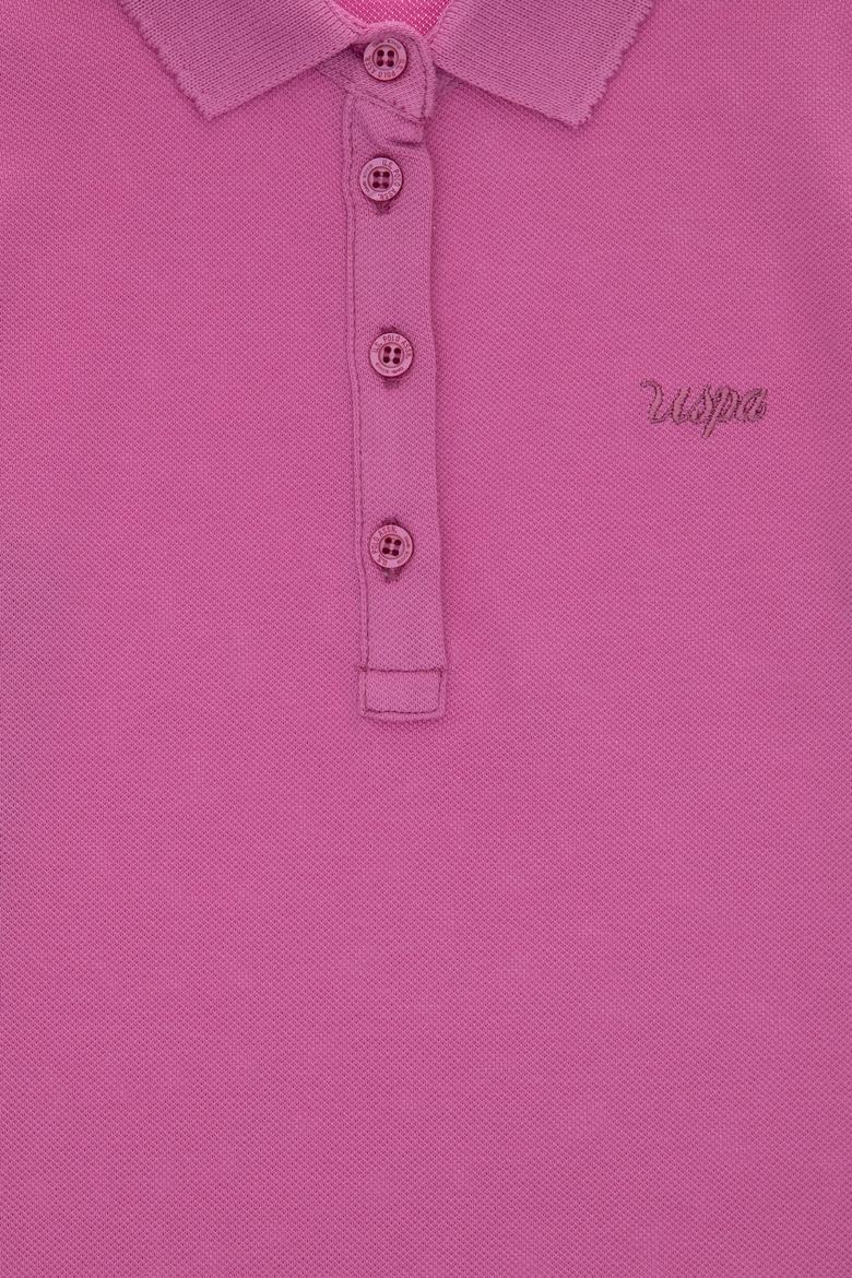 Kız Çocuk Fuşya Polo Yaka Basic Tişört - 50306036140