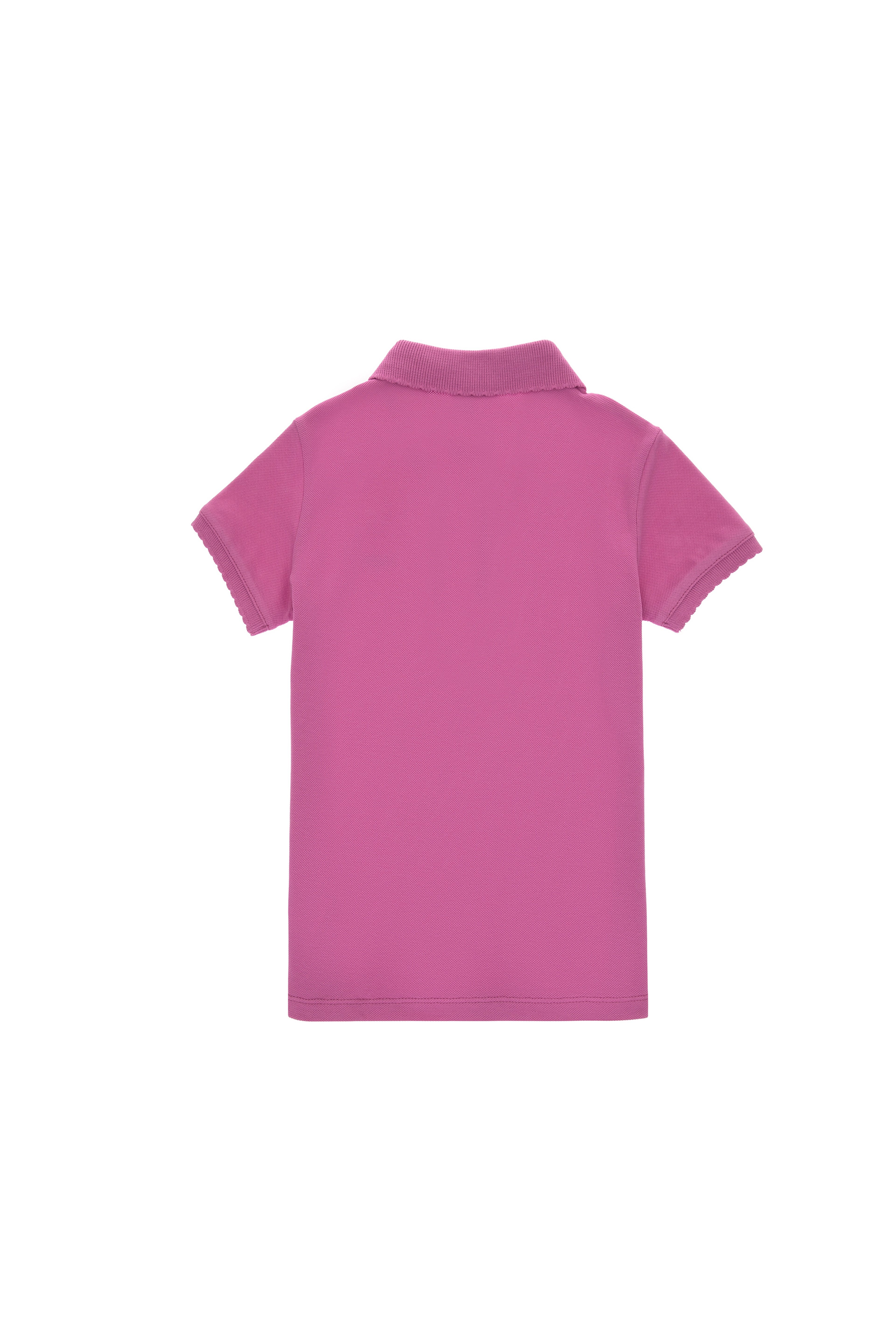 Kız Çocuk Fuşya Polo Yaka Basic Tişört - Image 4