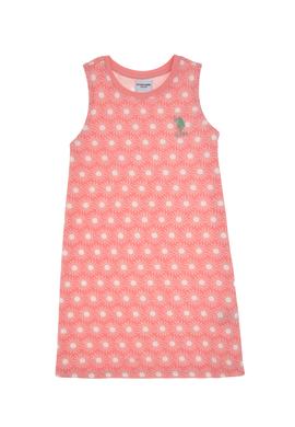 Kız Çocuk Pembe Kolsuz Bisiklet Yaka A-Form Desenli Örme Elbise - 50306240020