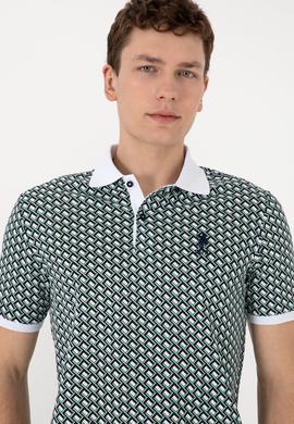 Erkek Regular Fit Polo Yaka Lacivert Desenli Tişört - 50311937016