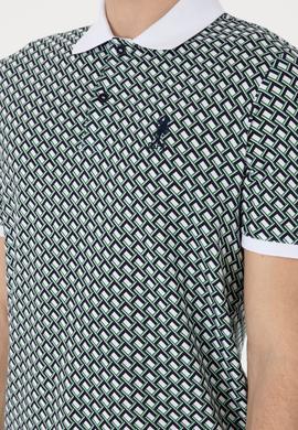 Erkek Regular Fit Polo Yaka Lacivert Desenli Tişört - 50311937016