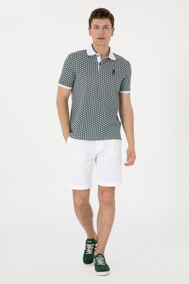 Erkek Regular Fit Polo Yaka Lacivert Desenli Tişört - 50311937016