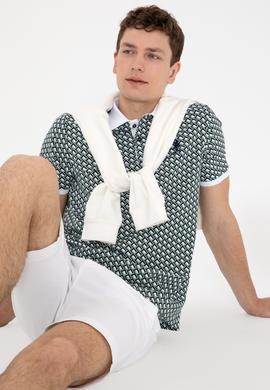 Erkek Regular Fit Polo Yaka Lacivert Desenli Tişört - 50311937016