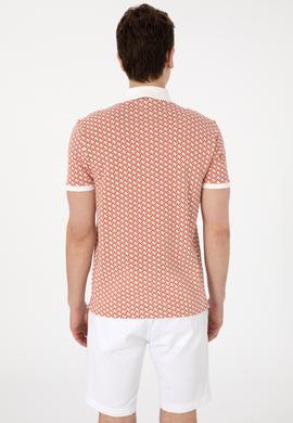 Erkek Regular Fit Polo Yaka Pudra Desenli Tişört - 50311937026