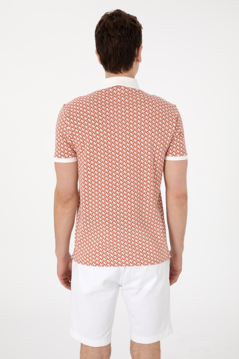 Erkek Regular Fit Polo Yaka Pudra Desenli Tişört - 50311937026