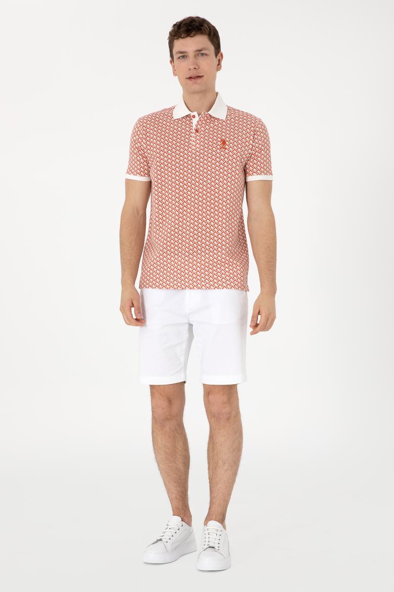 Erkek Regular Fit Polo Yaka Pudra Desenli Tişört - 50311937026