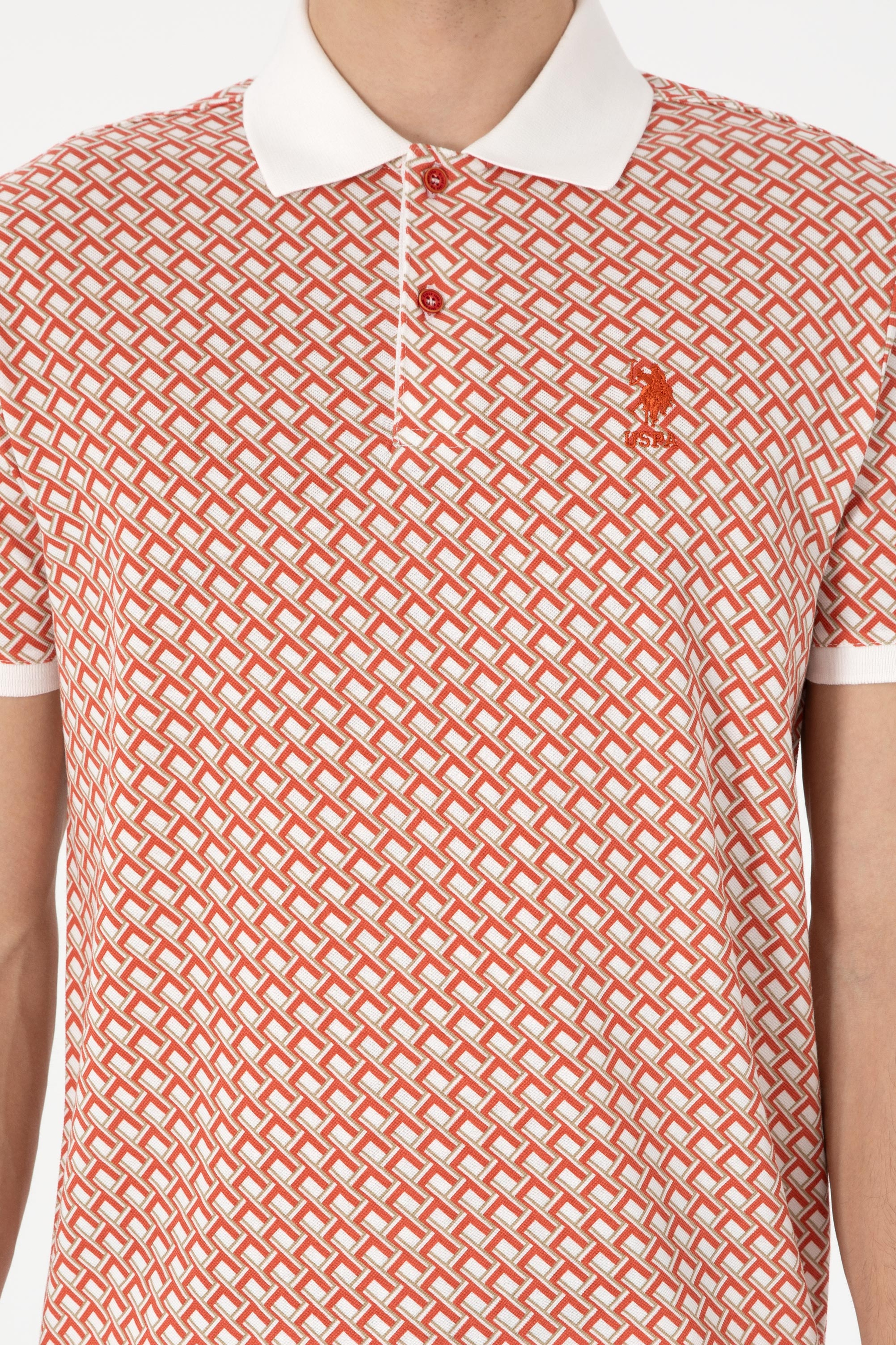 Erkek Regular Fit Polo Yaka Pudra Desenli Tişört - Image 6