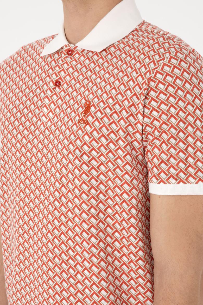 Erkek Regular Fit Polo Yaka Pudra Desenli Tişört - 50311937026