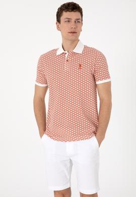 Erkek Regular Fit Polo Yaka Pudra Desenli Tişört - 50311937026