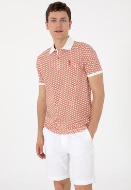 Erkek Regular Fit Polo Yaka Pudra Desenli Tişört - 50311937026