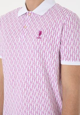 Erkek Regular Fit Polo Yaka Menekşe Desenli Tişört - 50311944039