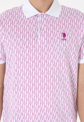 Erkek Regular Fit Polo Yaka Menekşe Desenli Tişört - 50311944039
