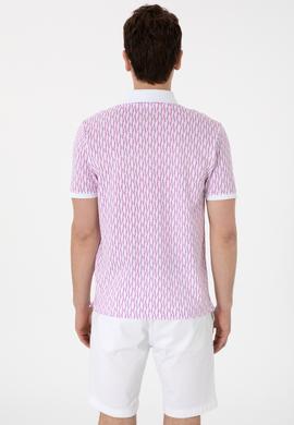 Erkek Regular Fit Polo Yaka Menekşe Desenli Tişört - 50311944039