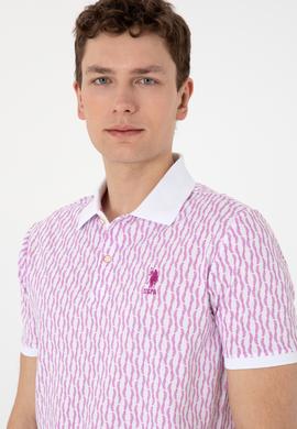 Erkek Regular Fit Polo Yaka Menekşe Desenli Tişört - 50311944039