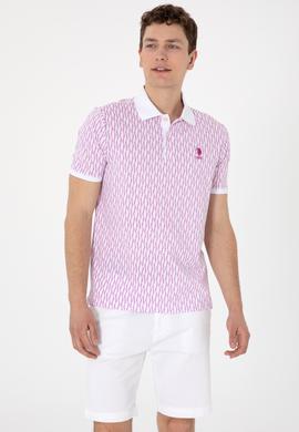 Erkek Regular Fit Polo Yaka Menekşe Desenli Tişört - 50311944039