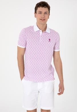 Erkek Regular Fit Polo Yaka Menekşe Desenli Tişört - 50311944039