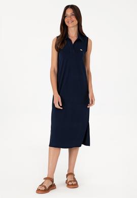 Kadın Lacivert Polo Yaka Midi Boy Örme Elbise - 50300674035