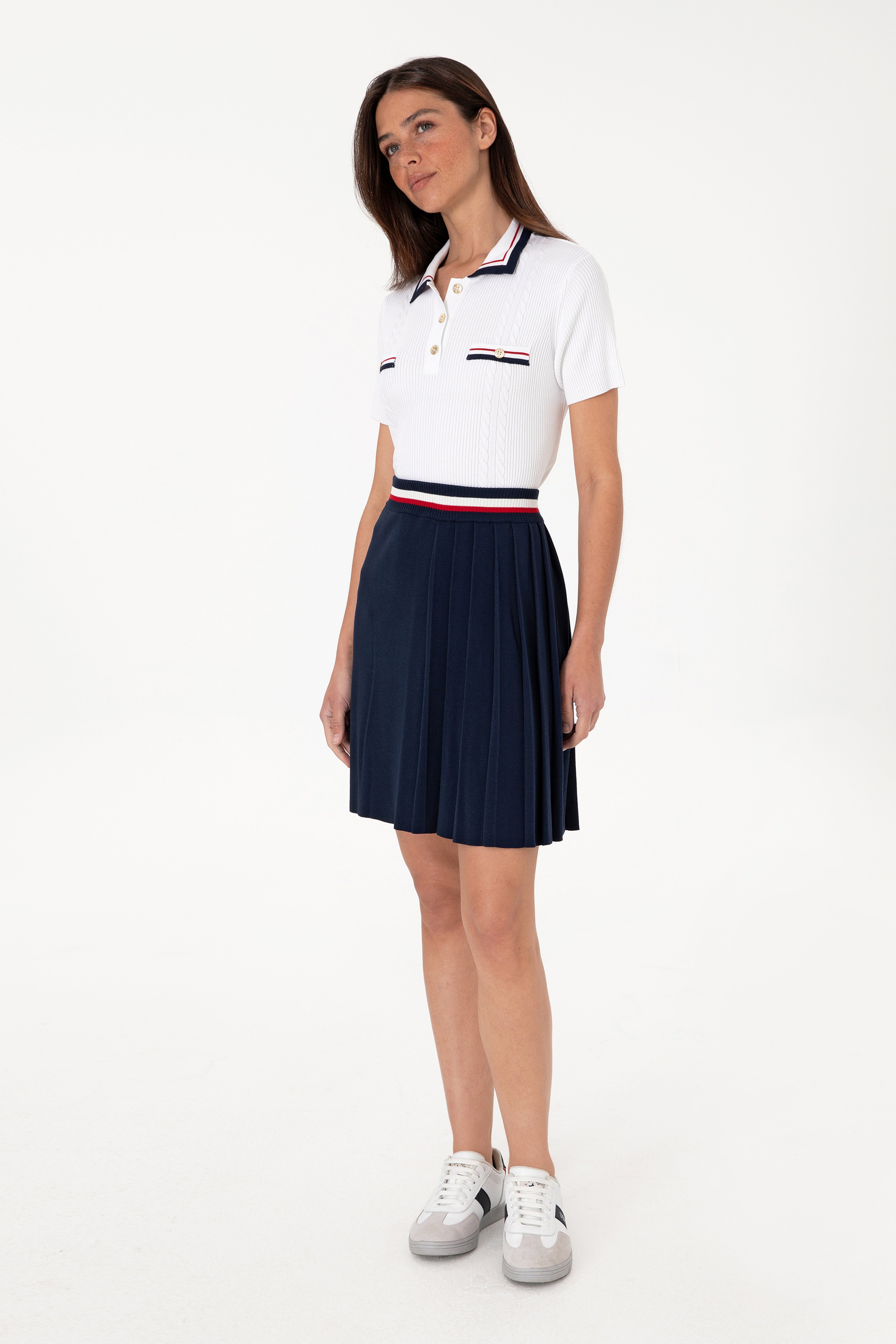 Kadın Lacivert Mini Boy Triko Etek - Image 3