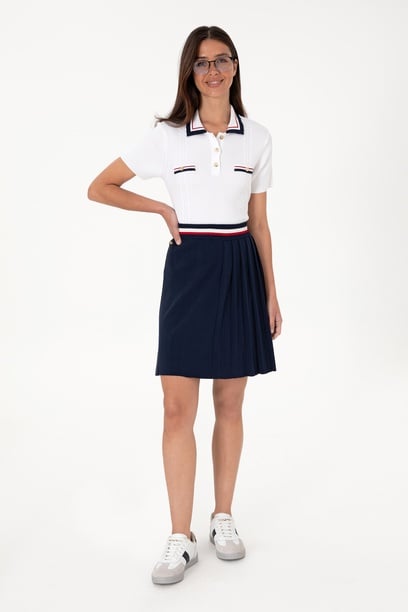 Kadın Lacivert Mini Boy Triko Etek