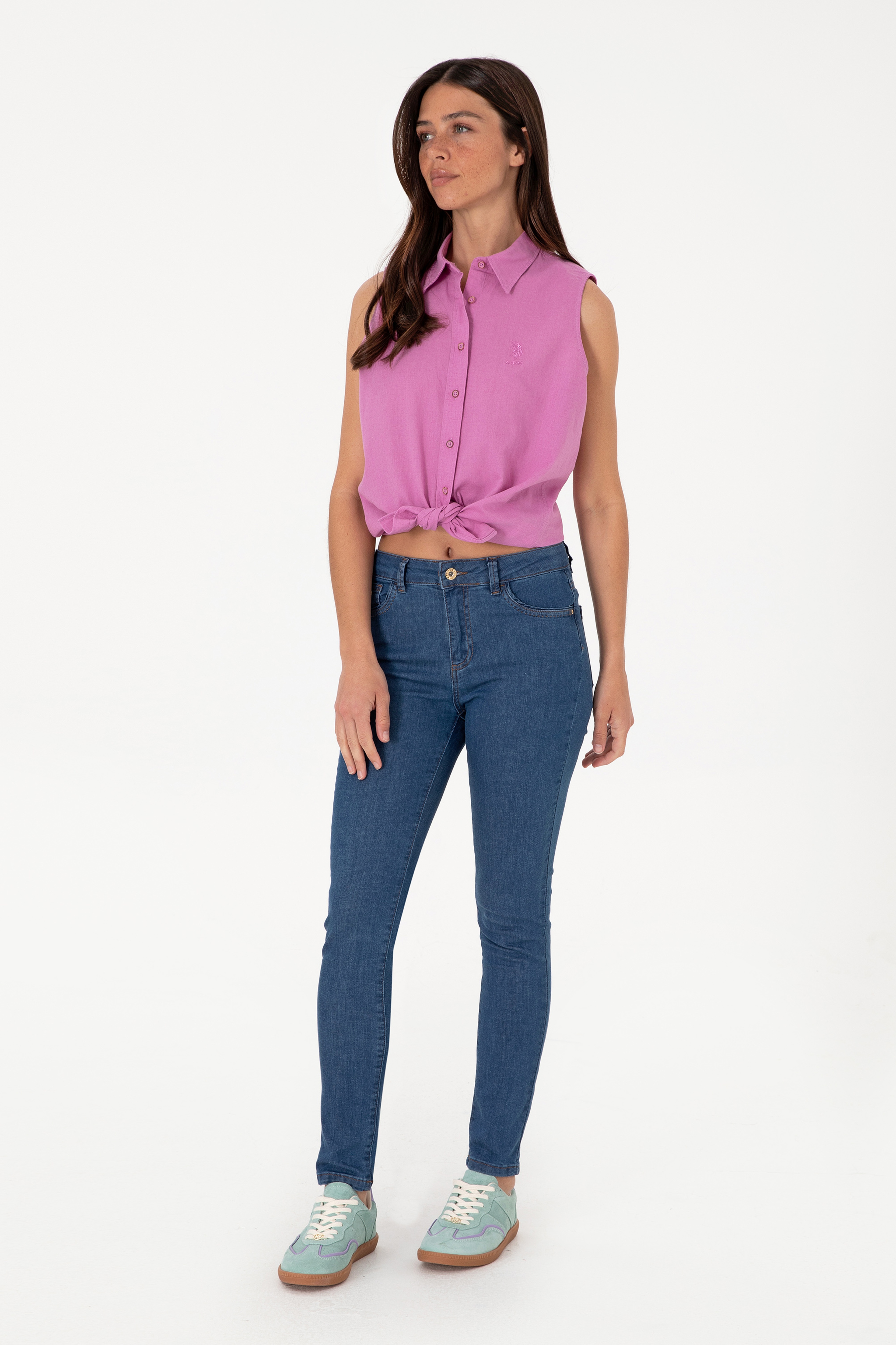 Kadın Koyu Mavi Skinny Fit Jean Pantolon - Image 3