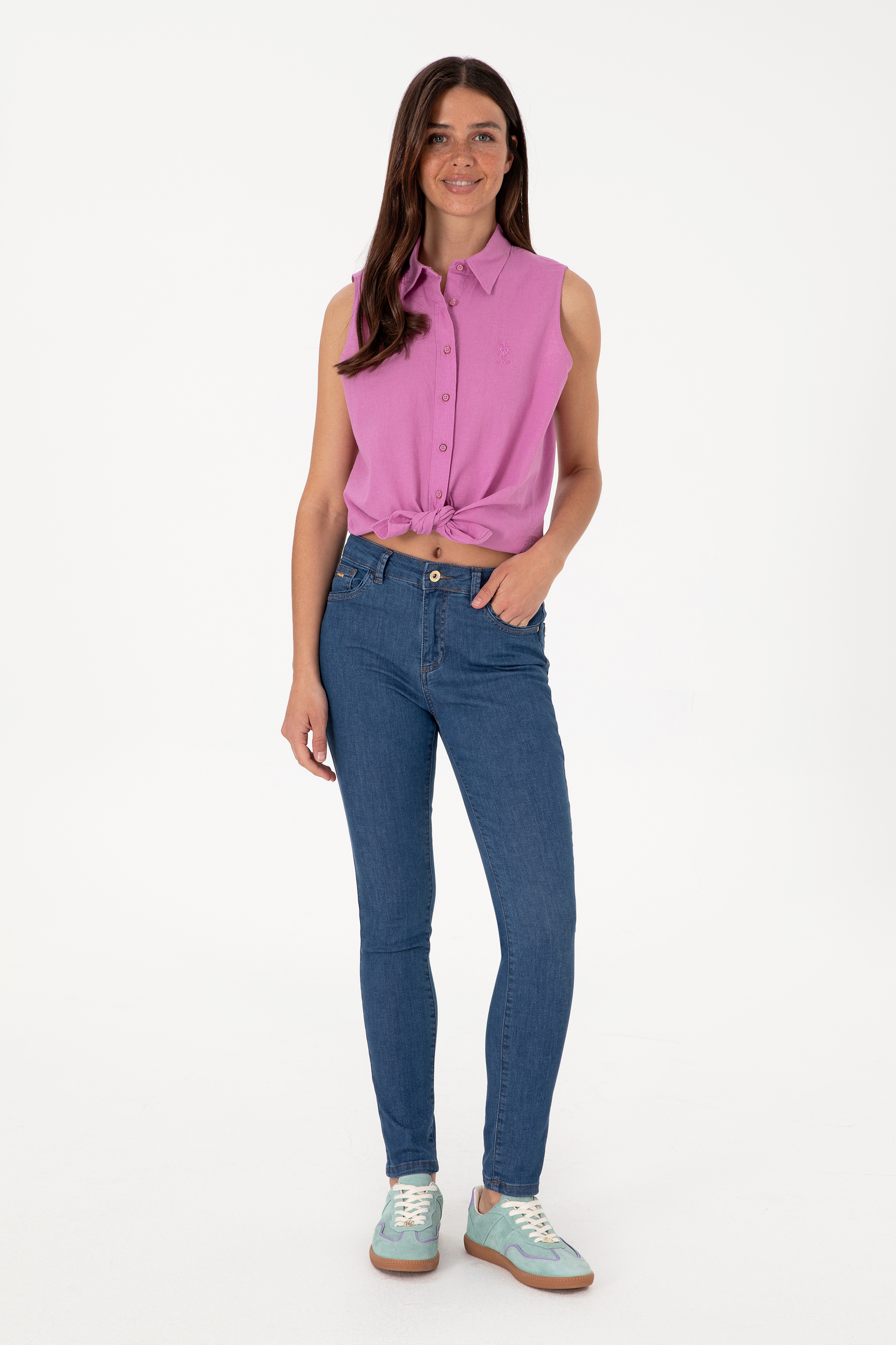 Kadın Koyu Mavi Skinny Fit Jean Pantolon - Image 1