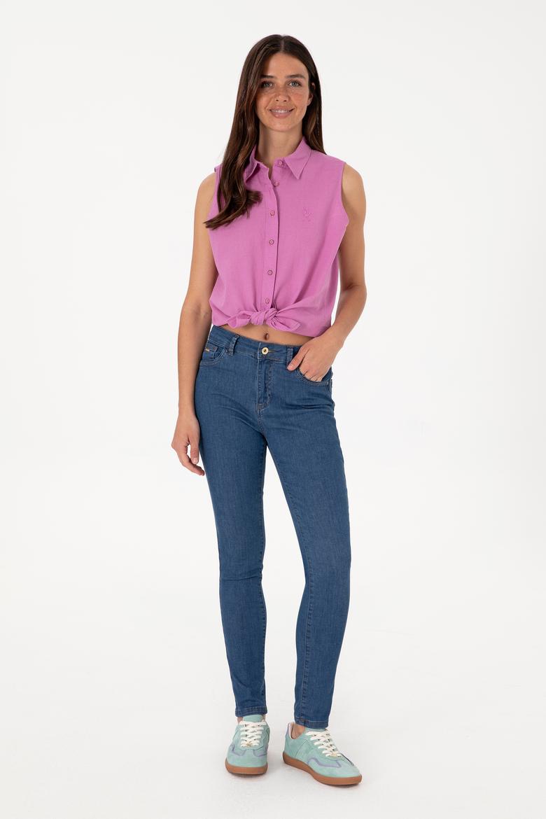 Kadın Koyu Mavi Skinny Fit Jean Pantolon