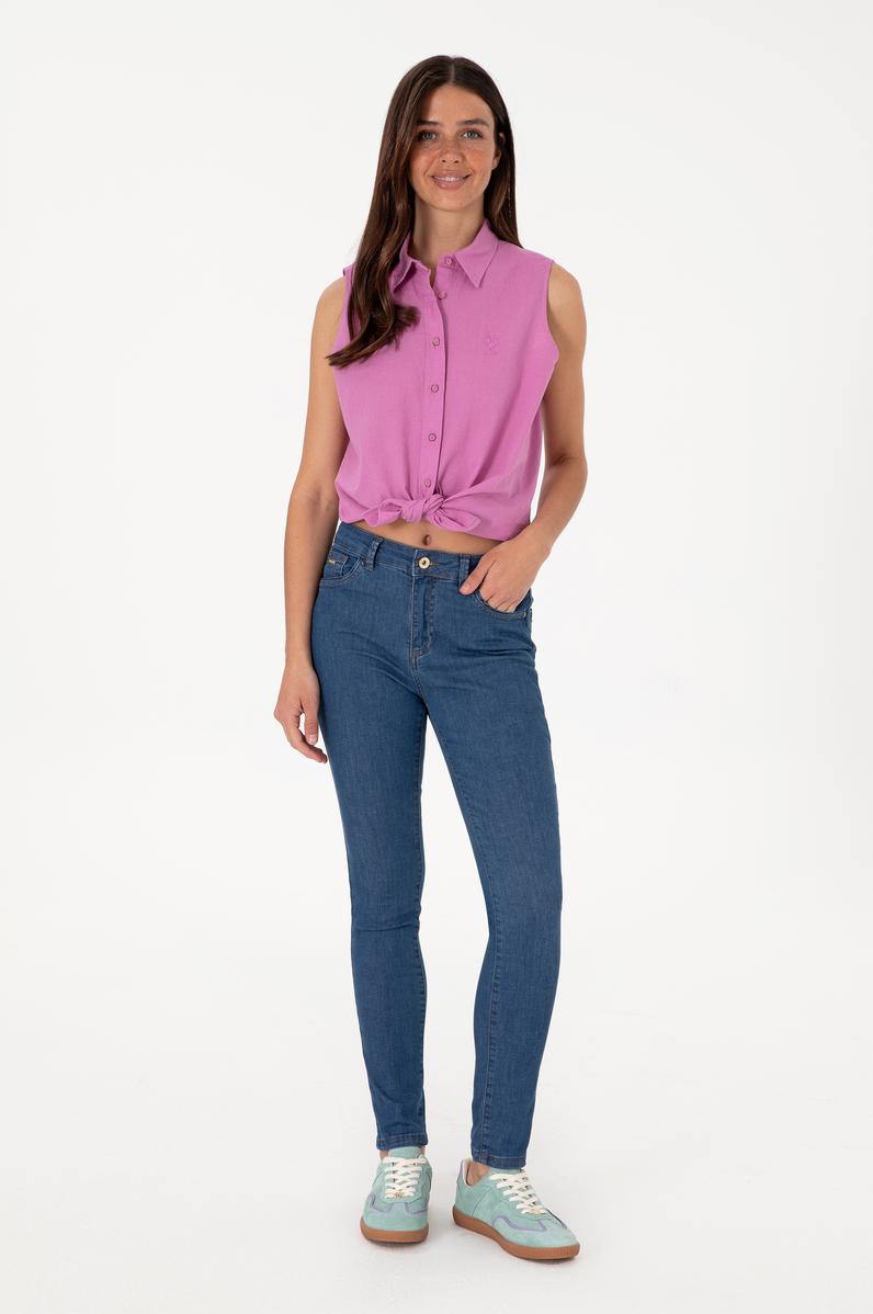 Kadın Koyu Mavi Skinny Fit Jean Pantolon