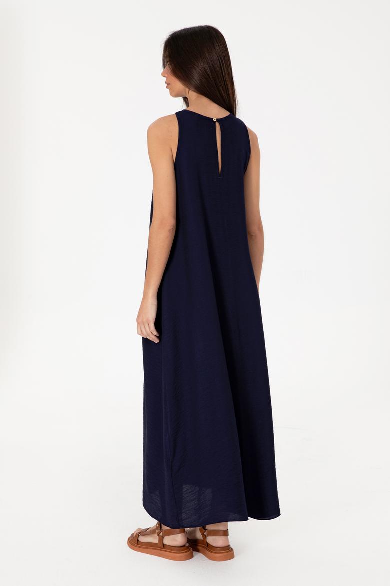 Kadın Lacivert Maxi Boy Dokuma Elbise - 50299194024