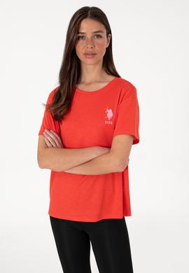 Kadın Kırmızı Bisiklet Yaka Tişört - 50300703015