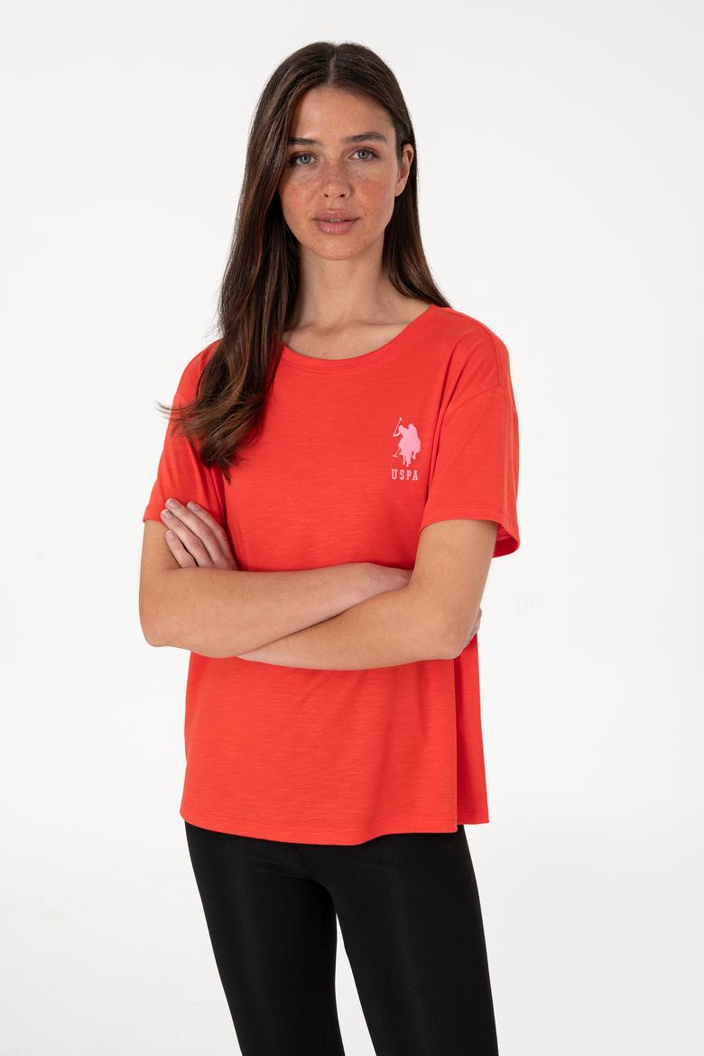 Kadın Kırmızı Bisiklet Yaka Tişört - 50300703015