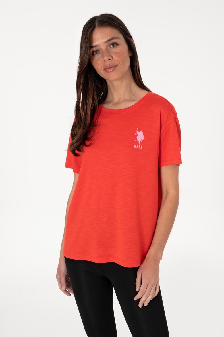 Kadın Kırmızı Bisiklet Yaka Tişört