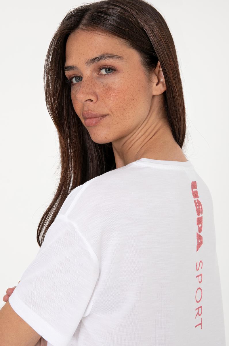 Kadın Beyaz Bisiklet Yaka Tişört