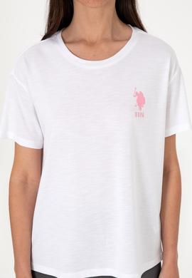 Kadın Beyaz Bisiklet Yaka Tişört - 50300703007