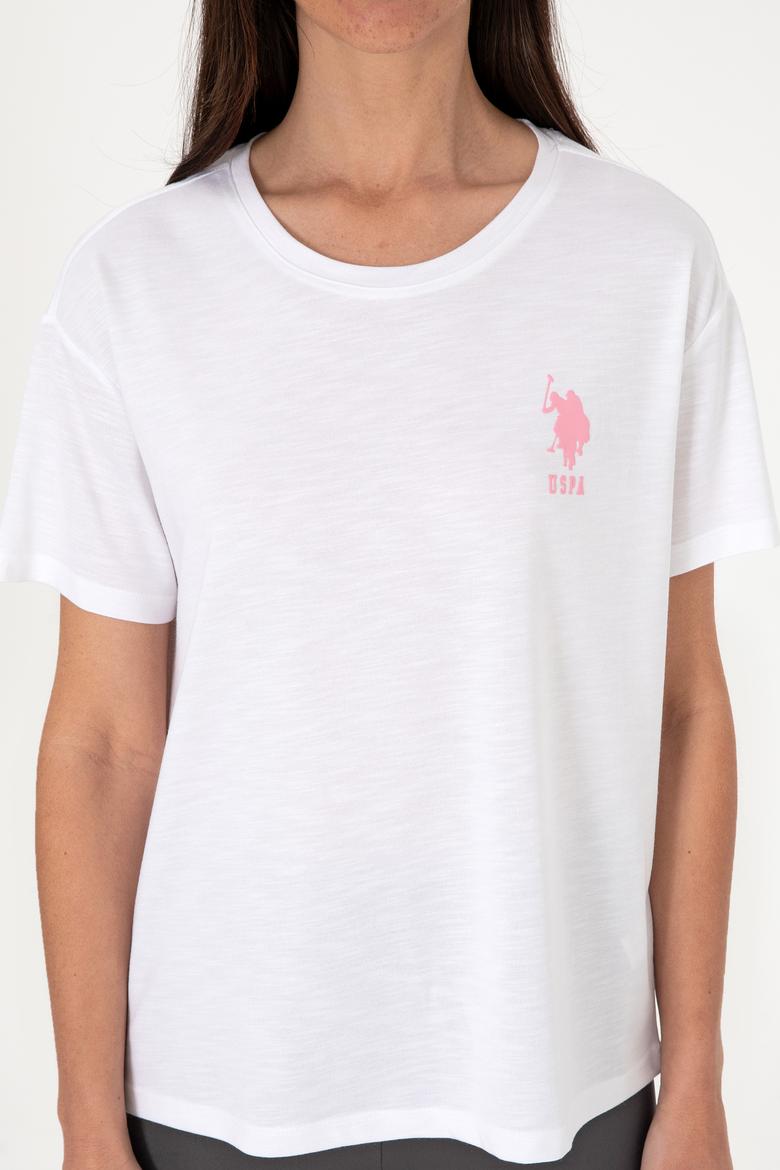 Kadın Beyaz Bisiklet Yaka Tişört - 50300703007