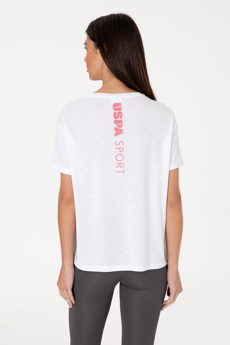 Kadın Beyaz Bisiklet Yaka Tişört - 50300703007